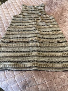 Zara Light Gray Ribbed Knit Tank dress front faux pockets with zipper